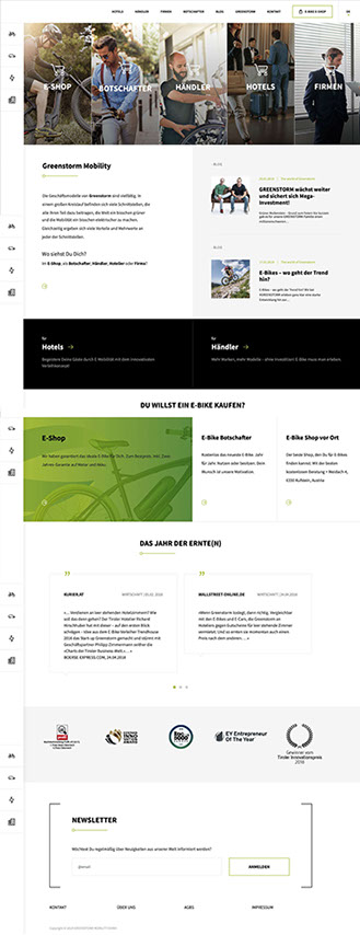 Konzeption, Webdesign und Development Greenstorm Mobility GmbH