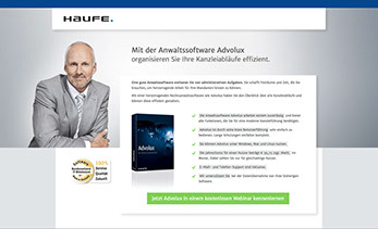 Webdesign und Landingpage für Haufe-Lexware