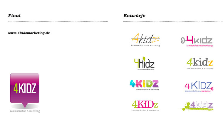 Logoentwürfe 4Kidz Marketing