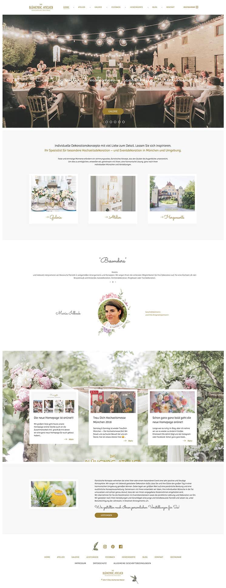 Konzept, Webdesign und Entwicklung einer bildlastigen Webseite für "Das Blühende Atelier".