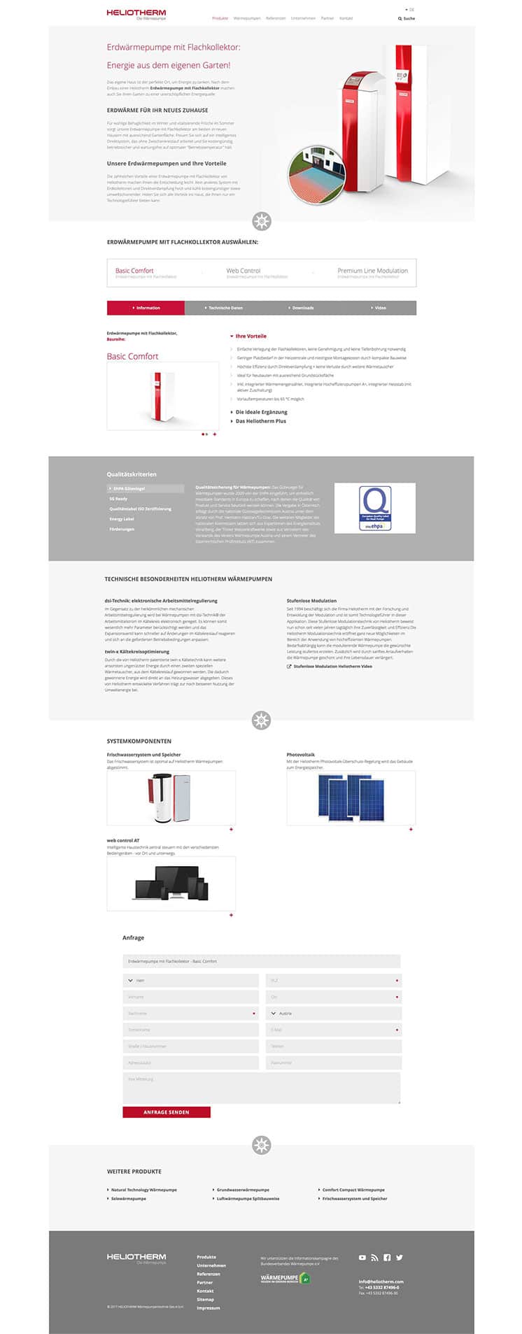 Konzeption, UX und Webdesign - Heliotherm Wärmepumpen aus Österreich