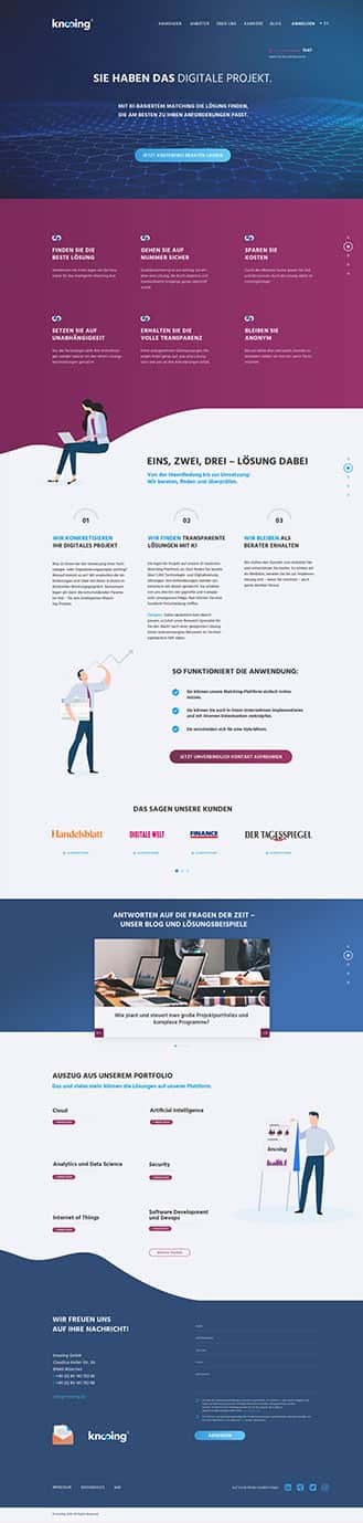 Konzeption, Webdesign und Development der Webseite für die knooing GmbH