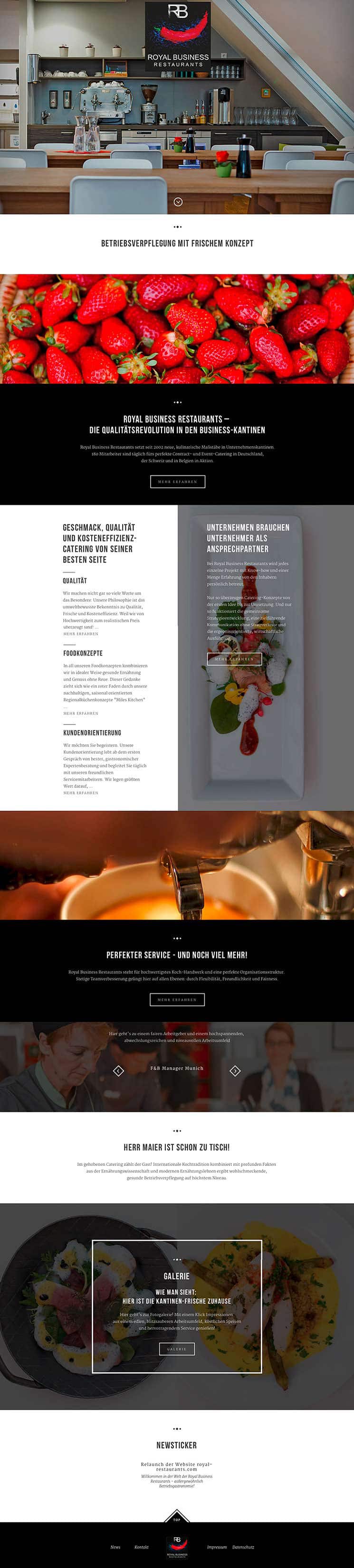 Webdesign und Development der Webseite für Royal Business Restaurants
